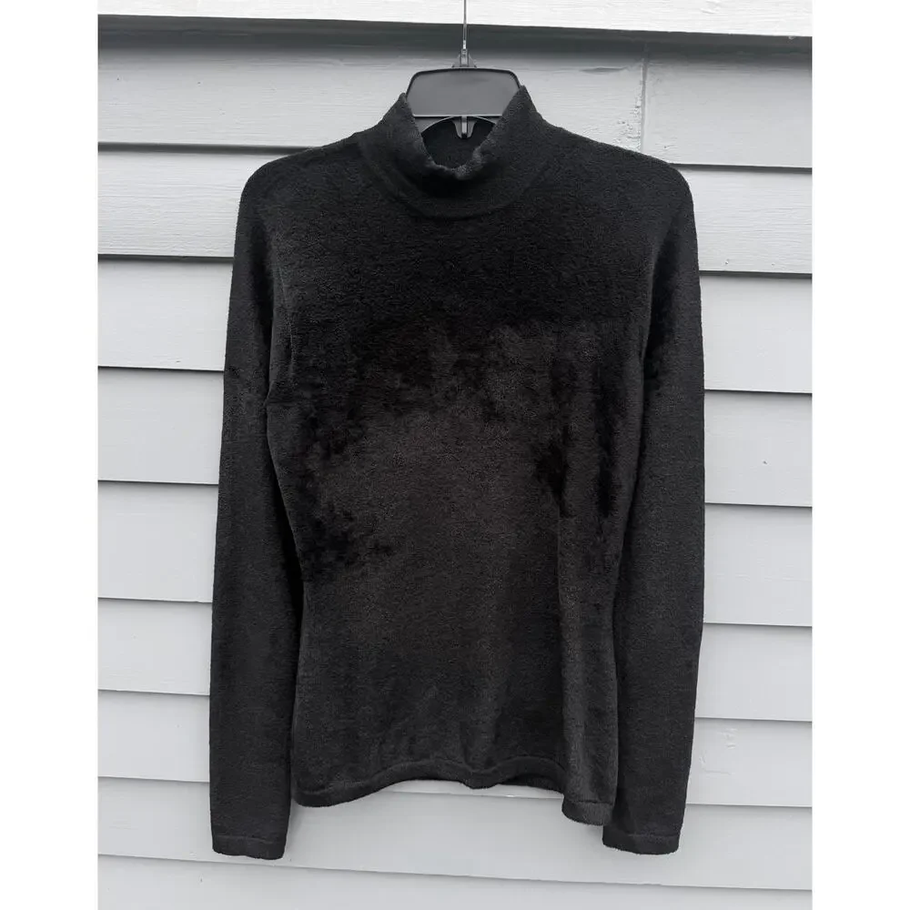 VERSACE high-neck black embellished fuzzy sweater Small S